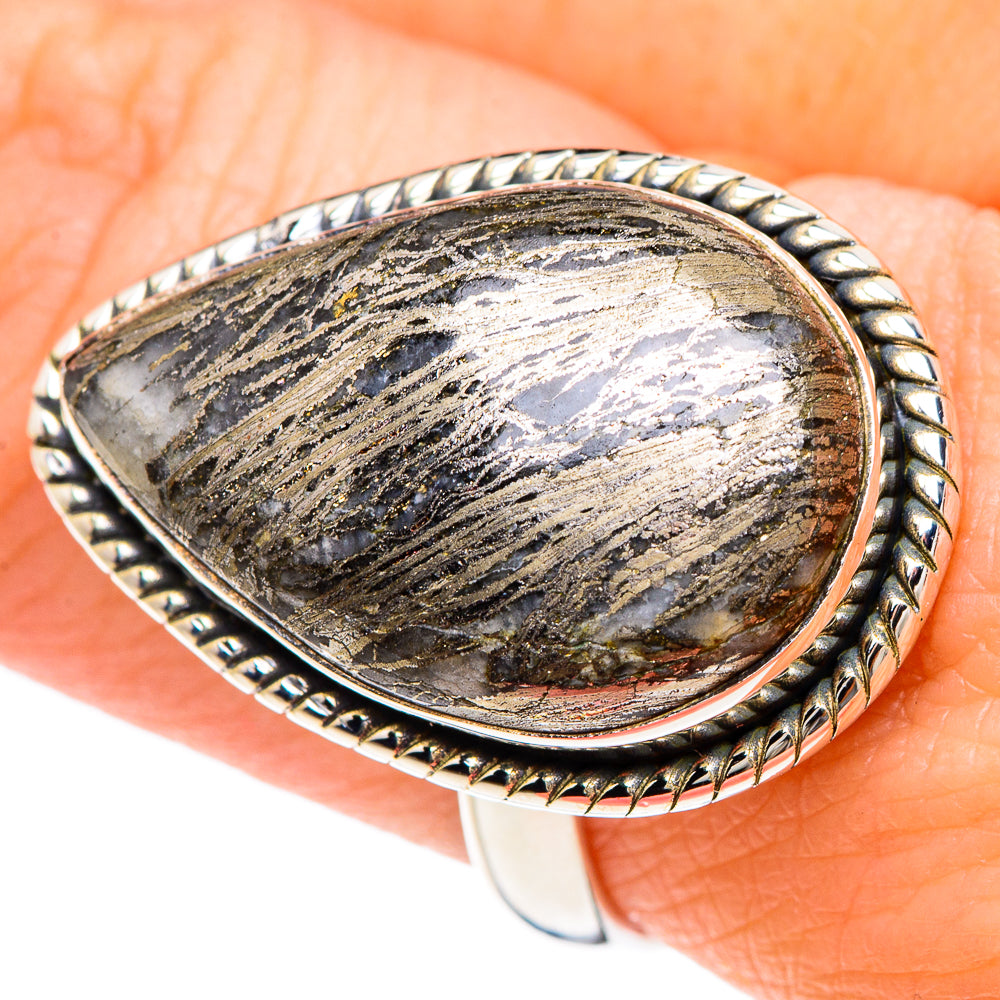 Pyrite Agate Rings handcrafted by Ana Silver Co - RING92165
