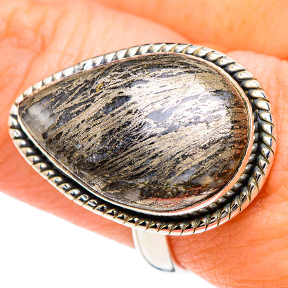 Pyrite Agate Rings handcrafted by Ana Silver Co - RING92165