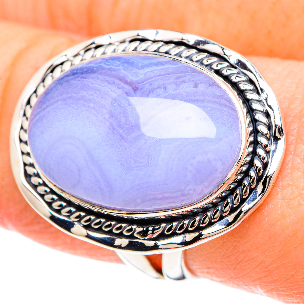 Blue Lace Agate Rings handcrafted by Ana Silver Co - RING92192