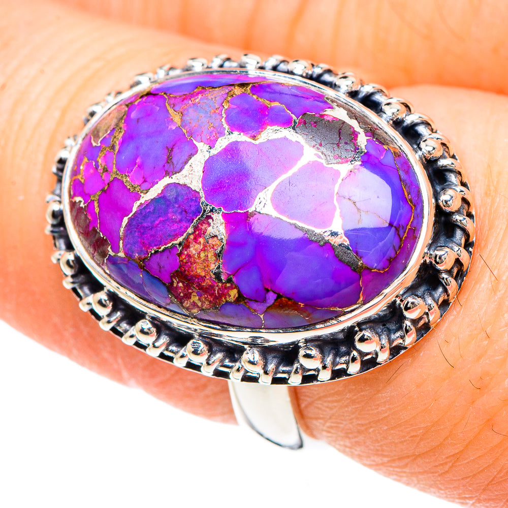 Purple Copper Composite Turquoise Rings handcrafted by Ana Silver Co - RING92208