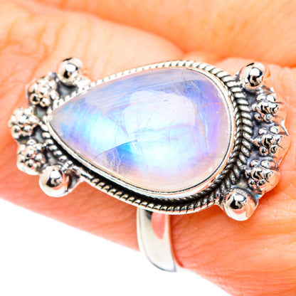 Rainbow Moonstone Rings handcrafted by Ana Silver Co - RING92211