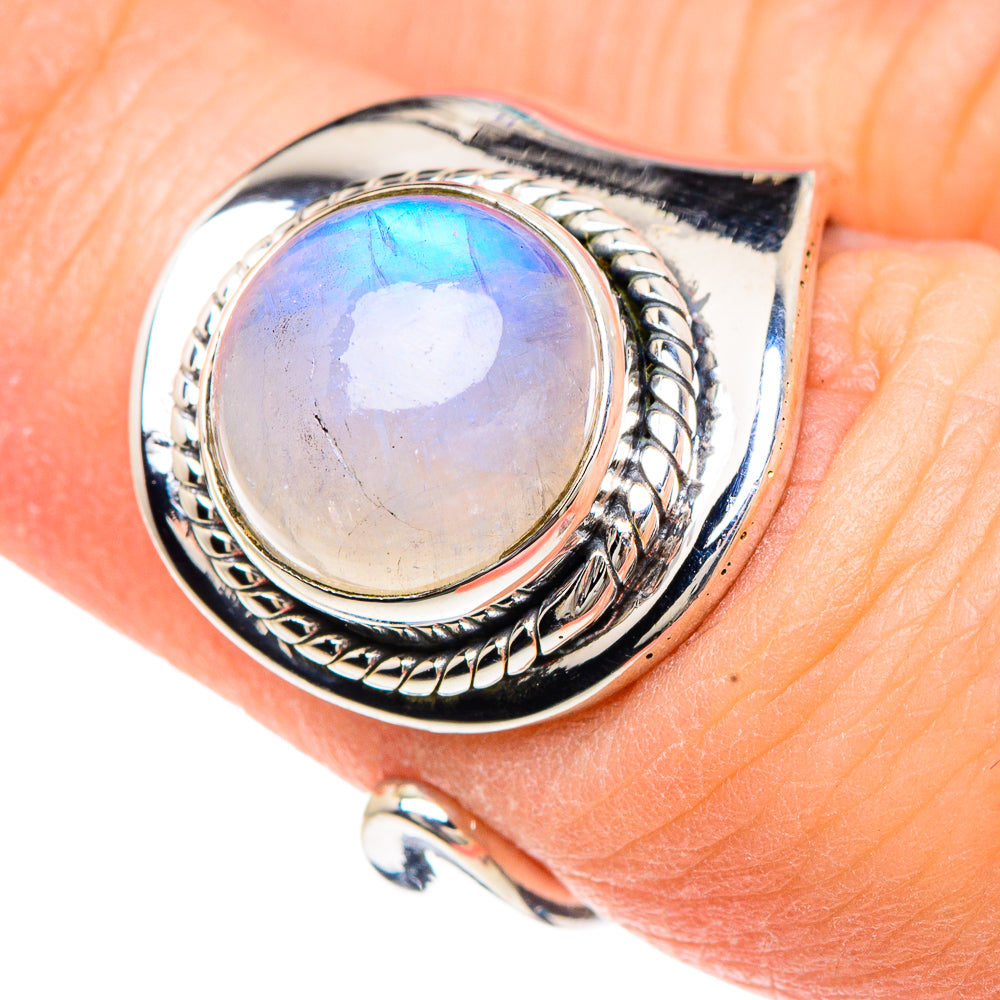 Rainbow Moonstone Rings handcrafted by Ana Silver Co - RING92212