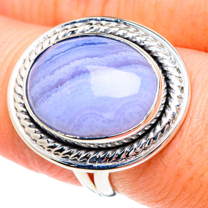 Blue Lace Agate Rings handcrafted by Ana Silver Co - RING92231