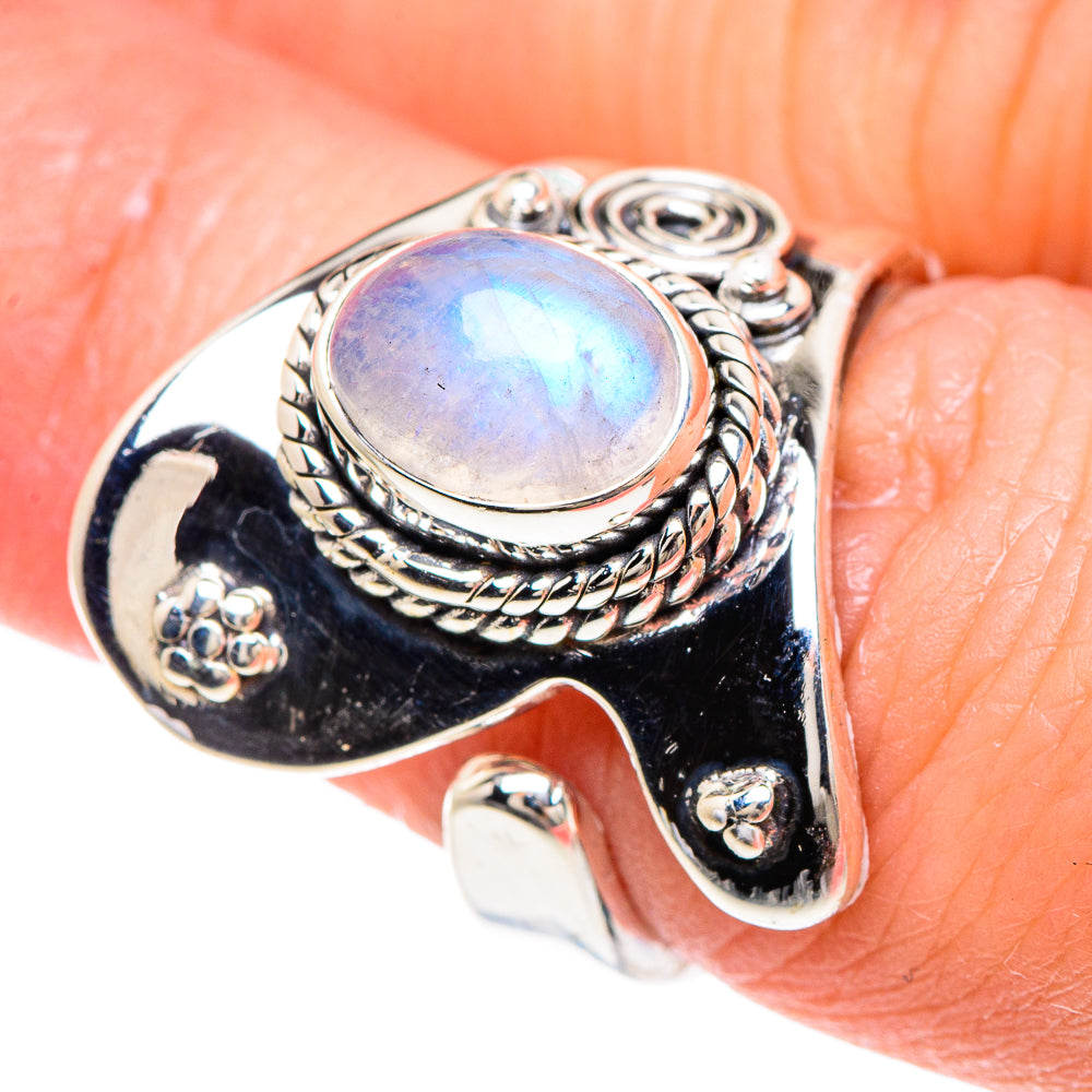 Rainbow Moonstone Rings handcrafted by Ana Silver Co - RING92251