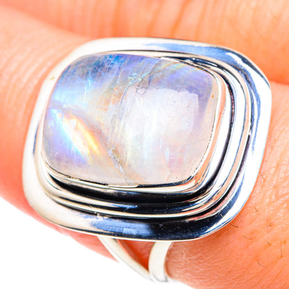 Rainbow Moonstone Rings handcrafted by Ana Silver Co - RING92252