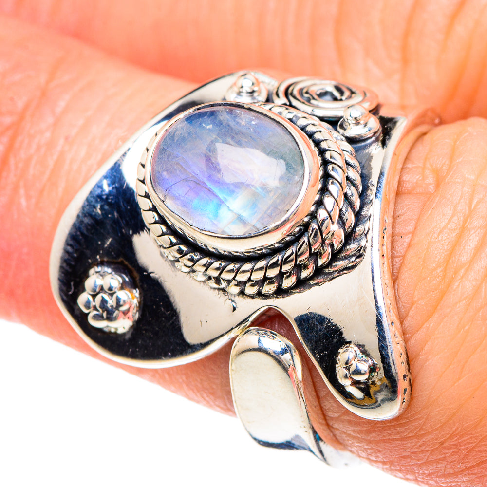 Rainbow Moonstone Rings handcrafted by Ana Silver Co - RING92273