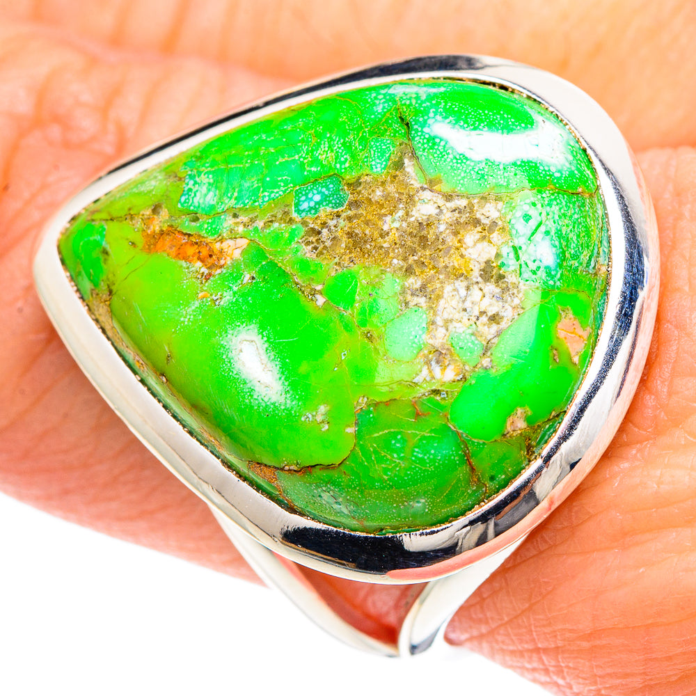 Green Copper Composite Turquoise Rings handcrafted by Ana Silver Co - RING92335