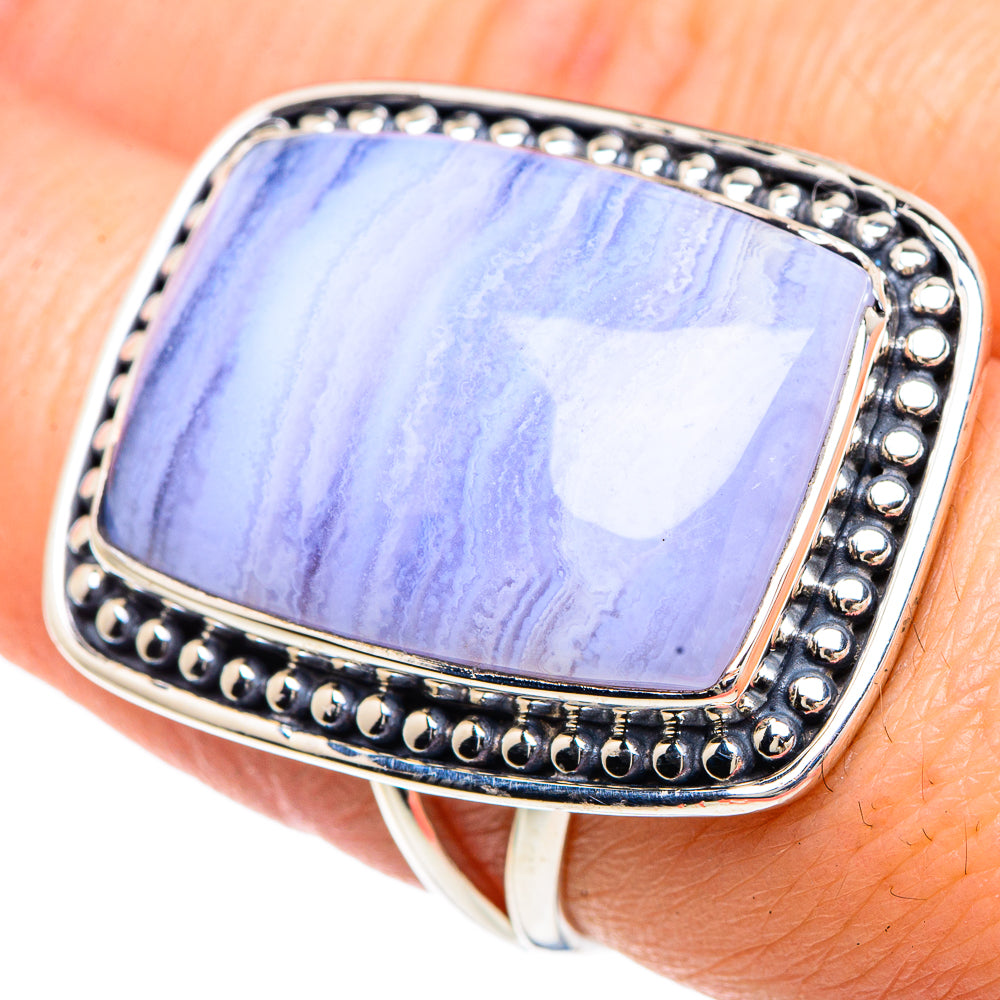 Blue Lace Agate Rings handcrafted by Ana Silver Co - RING92350