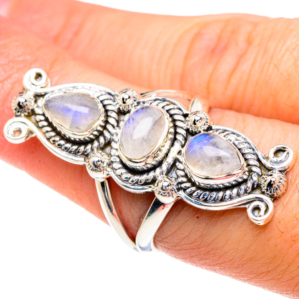 Rainbow Moonstone Rings handcrafted by Ana Silver Co - RING92351