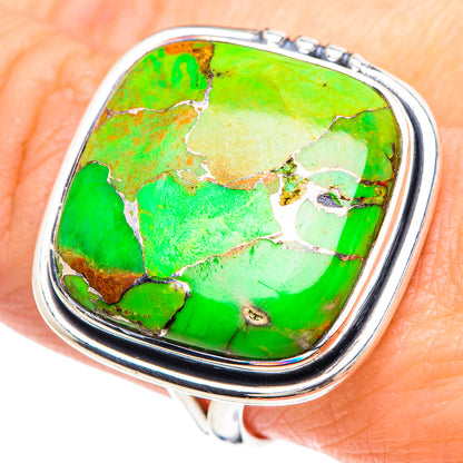 Green Copper Composite Turquoise Rings handcrafted by Ana Silver Co - RING92358