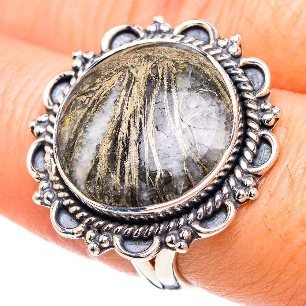 Pyrite Agate Rings handcrafted by Ana Silver Co - RING92380
