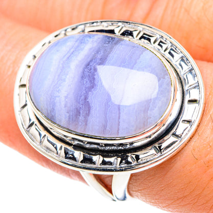 Blue Lace Agate Rings handcrafted by Ana Silver Co - RING92383