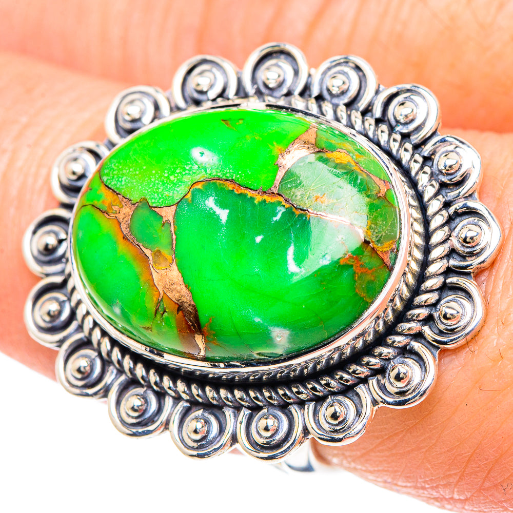 Green Copper Composite Turquoise Rings handcrafted by Ana Silver Co - RING92392