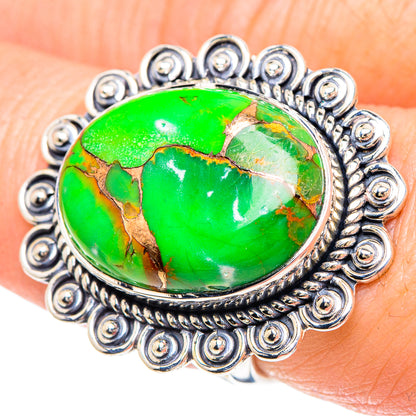 Green Copper Composite Turquoise Rings handcrafted by Ana Silver Co - RING92392