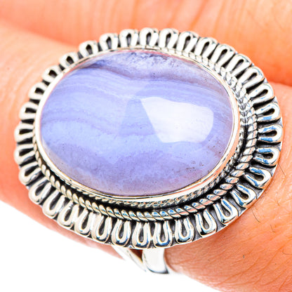 Blue Lace Agate Rings handcrafted by Ana Silver Co - RING92412