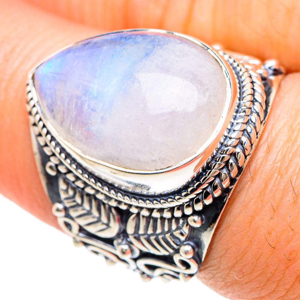 Rainbow Moonstone Rings handcrafted by Ana Silver Co - RING92413