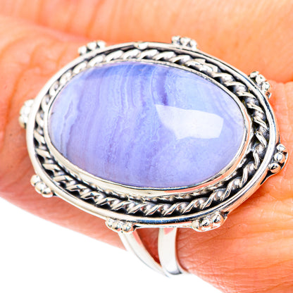 Blue Lace Agate Rings handcrafted by Ana Silver Co - RING92414