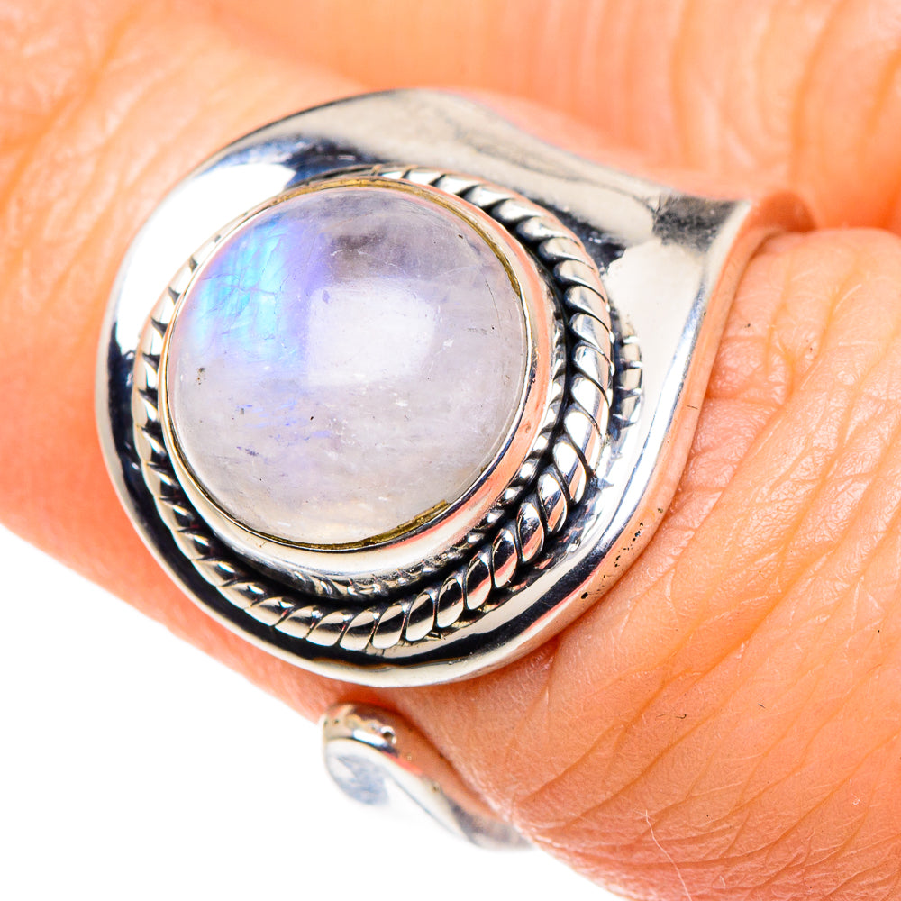Rainbow Moonstone Rings handcrafted by Ana Silver Co - RING92442
