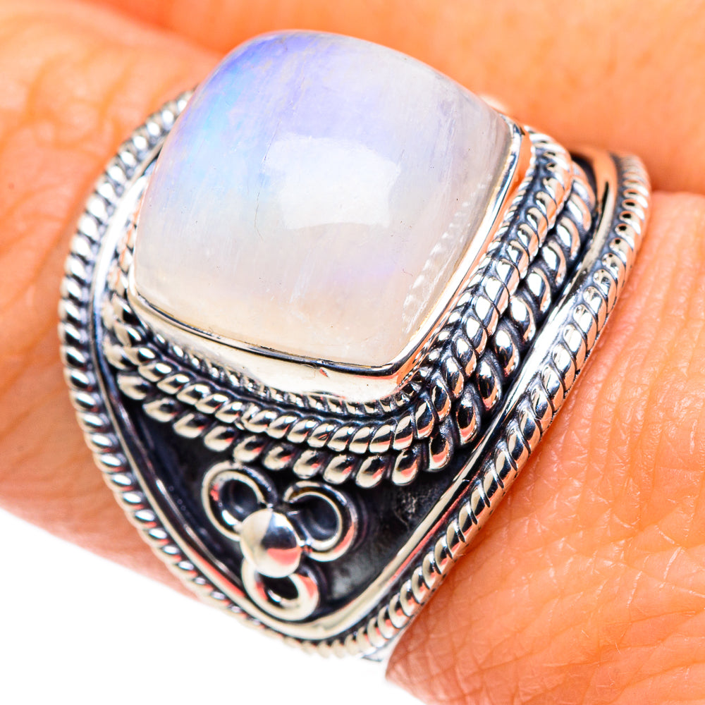 Rainbow Moonstone Rings handcrafted by Ana Silver Co - RING92466