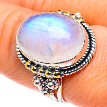 Rainbow Moonstone Rings handcrafted by Ana Silver Co - RING92467