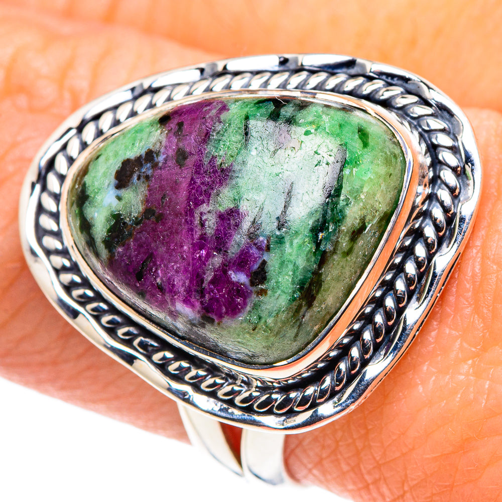 Ruby Zoisite Rings handcrafted by Ana Silver Co - RING92476
