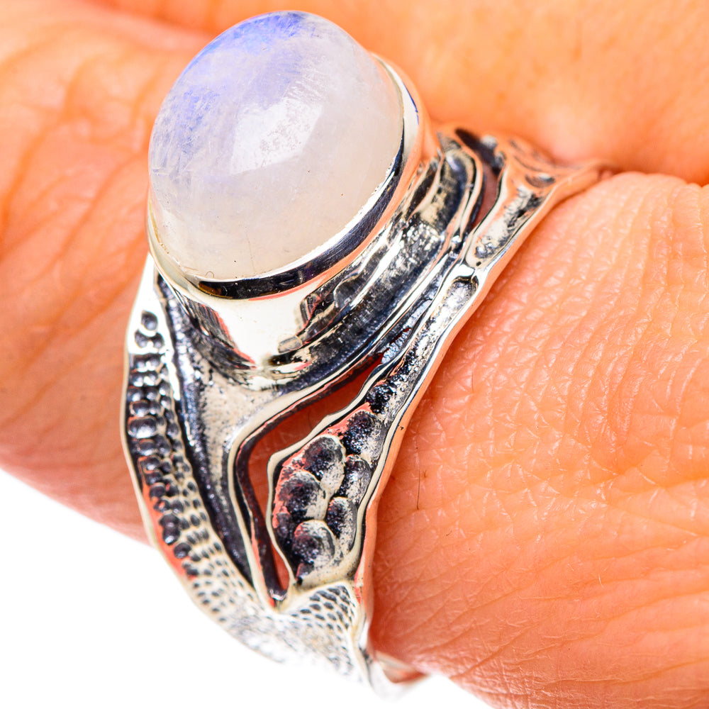 Rainbow Moonstone Rings handcrafted by Ana Silver Co - RING92488