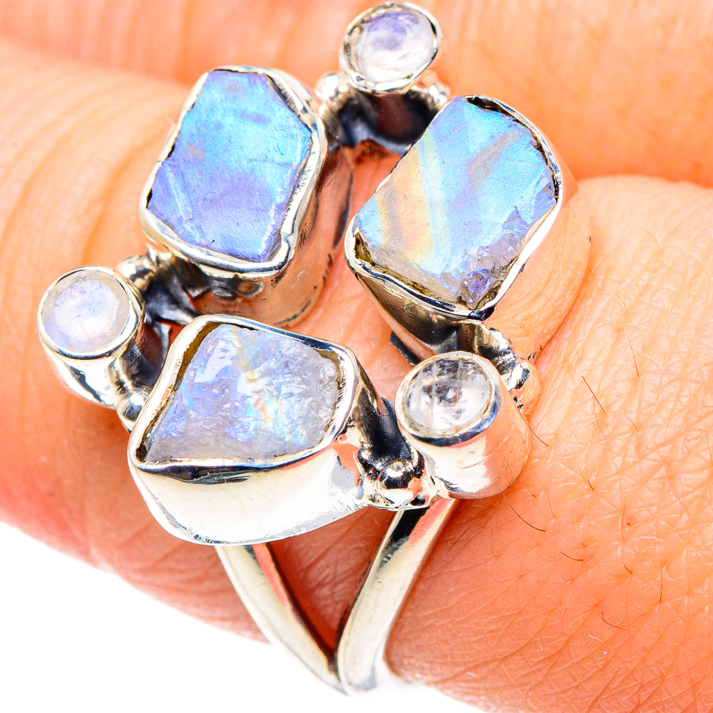 Rainbow Moonstone Rings handcrafted by Ana Silver Co - RING92503