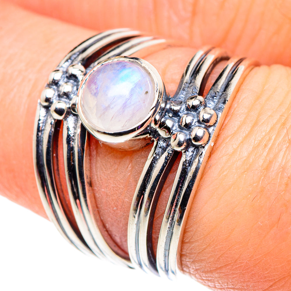 Rainbow Moonstone Rings handcrafted by Ana Silver Co - RING92517