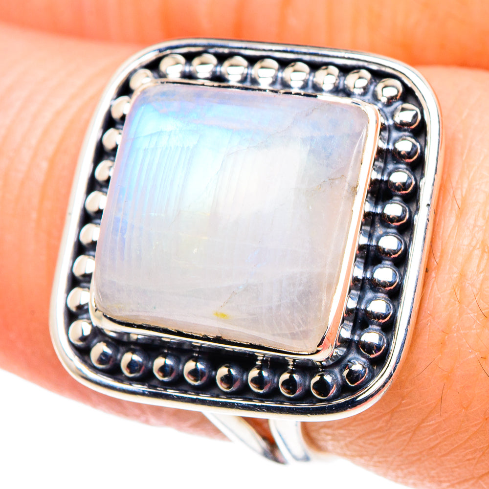 Rainbow Moonstone Rings handcrafted by Ana Silver Co - RING92530