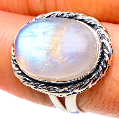 Rainbow Moonstone Rings handcrafted by Ana Silver Co - RING92543