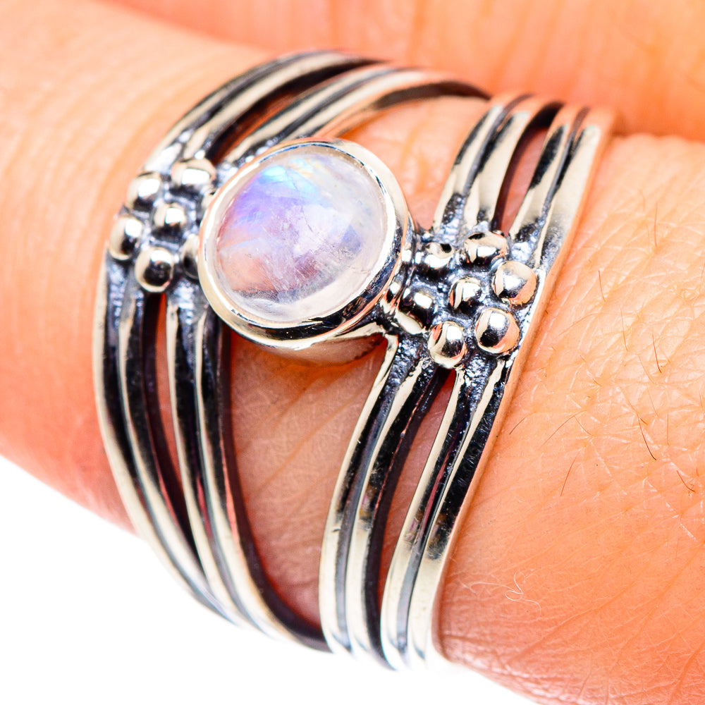 Rainbow Moonstone Rings handcrafted by Ana Silver Co - RING92544