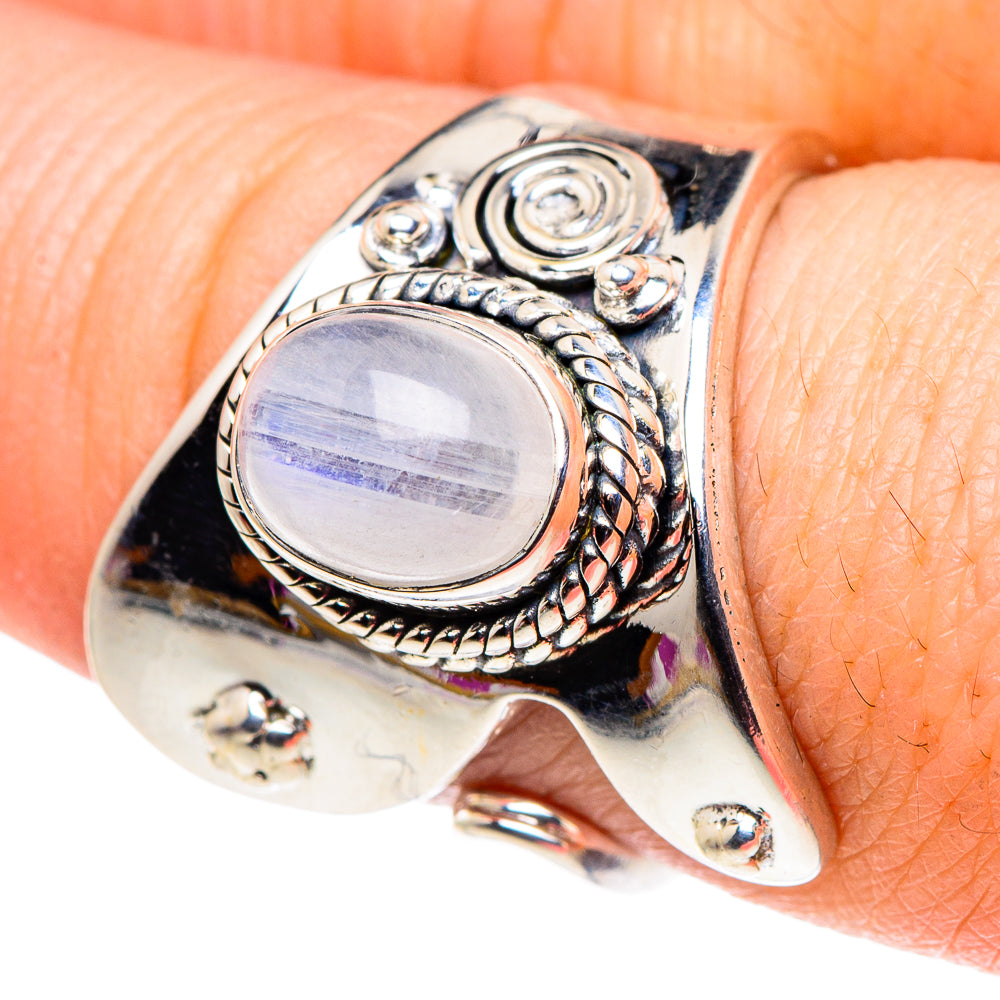 Rainbow Moonstone Rings handcrafted by Ana Silver Co - RING92555