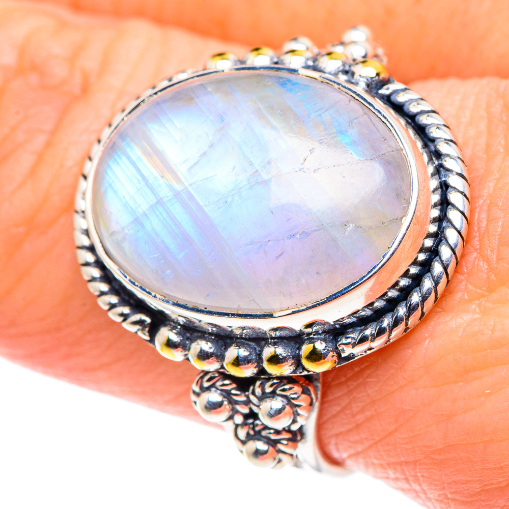 Rainbow Moonstone Rings handcrafted by Ana Silver Co - RING92566