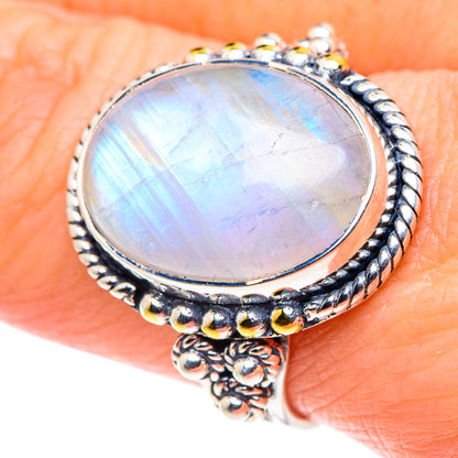 Rainbow Moonstone Rings handcrafted by Ana Silver Co - RING92566