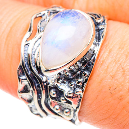 Rainbow Moonstone Rings handcrafted by Ana Silver Co - RING92567