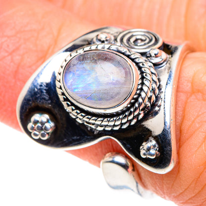 Rainbow Moonstone Rings handcrafted by Ana Silver Co - RING92568