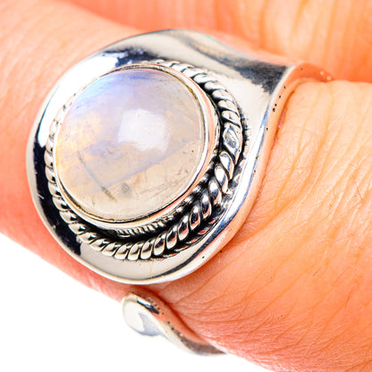 Rainbow Moonstone Rings handcrafted by Ana Silver Co - RING92569