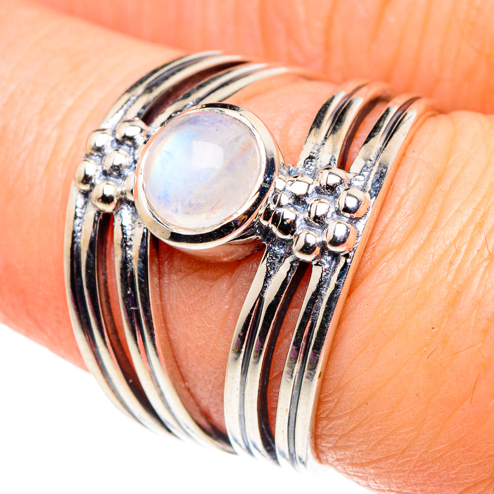Rainbow Moonstone Rings handcrafted by Ana Silver Co - RING92575