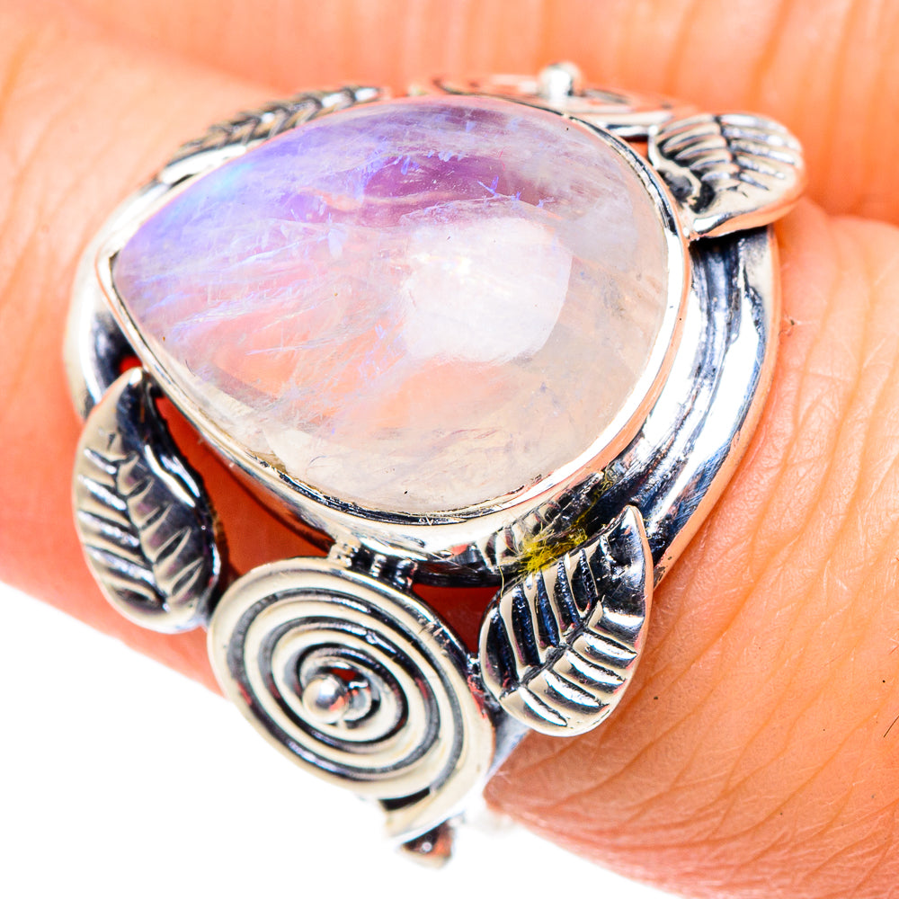 Rainbow Moonstone Rings handcrafted by Ana Silver Co - RING92576
