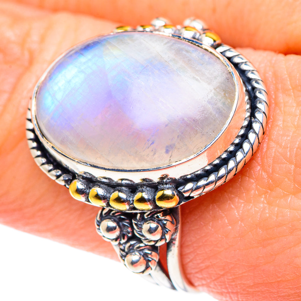 Rainbow Moonstone Rings handcrafted by Ana Silver Co - RING92578