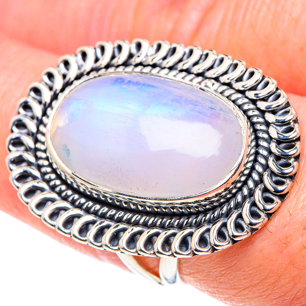 Rainbow Moonstone Rings handcrafted by Ana Silver Co - RING92580