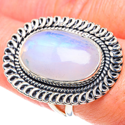 Rainbow Moonstone Rings handcrafted by Ana Silver Co - RING92580