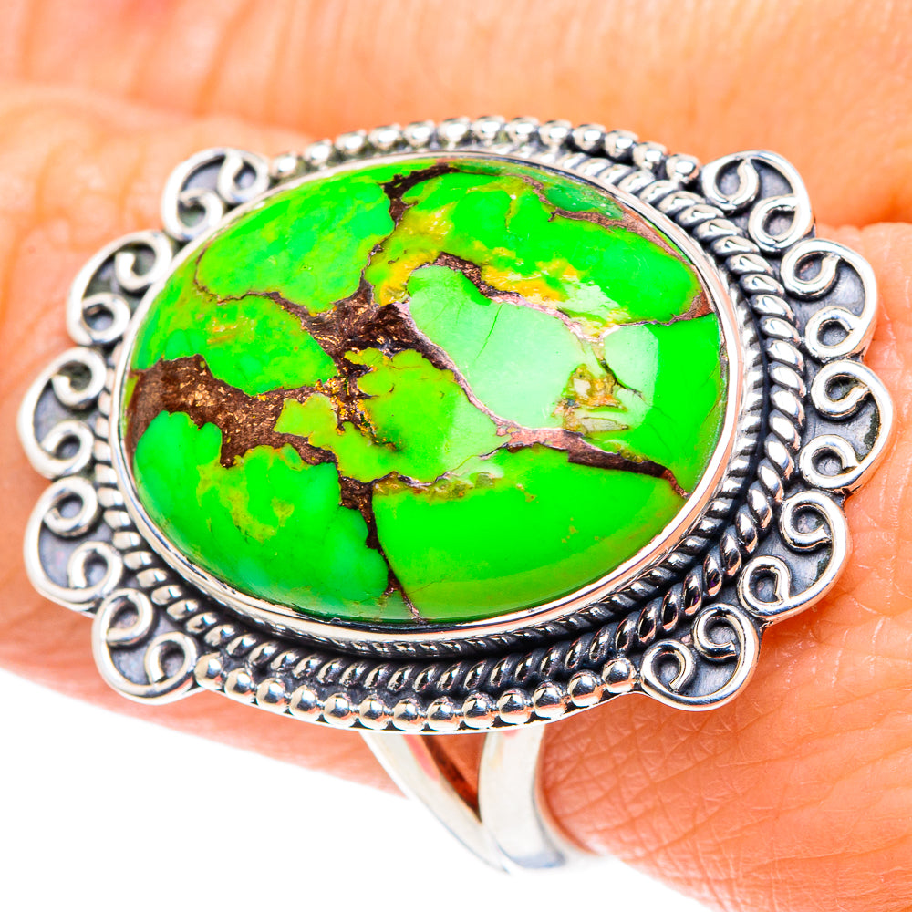 Green Copper Composite Turquoise Rings handcrafted by Ana Silver Co - RING92598