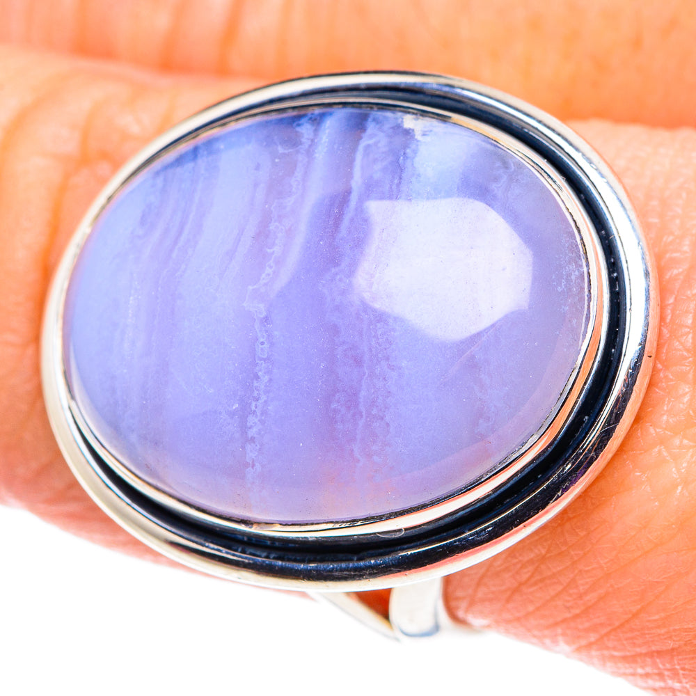Blue Lace Agate Rings handcrafted by Ana Silver Co - RING92616