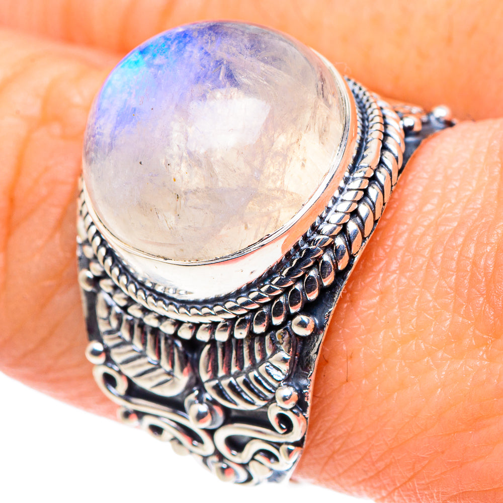 Rainbow Moonstone Rings handcrafted by Ana Silver Co - RING92617