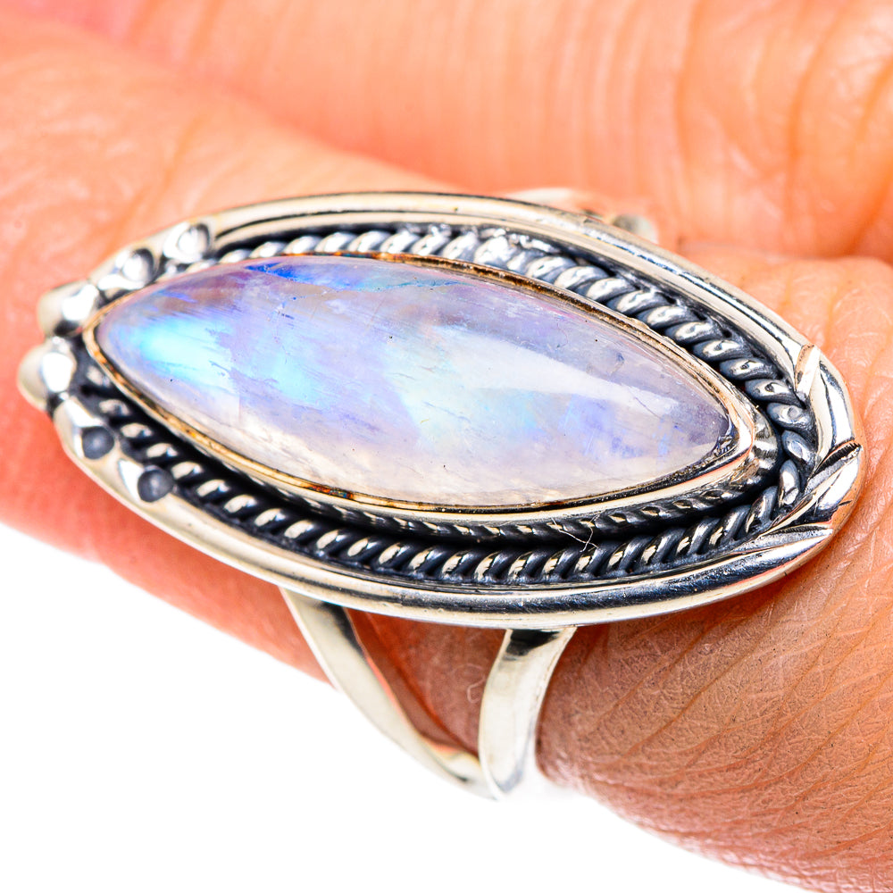 Rainbow Moonstone Rings handcrafted by Ana Silver Co - RING92651