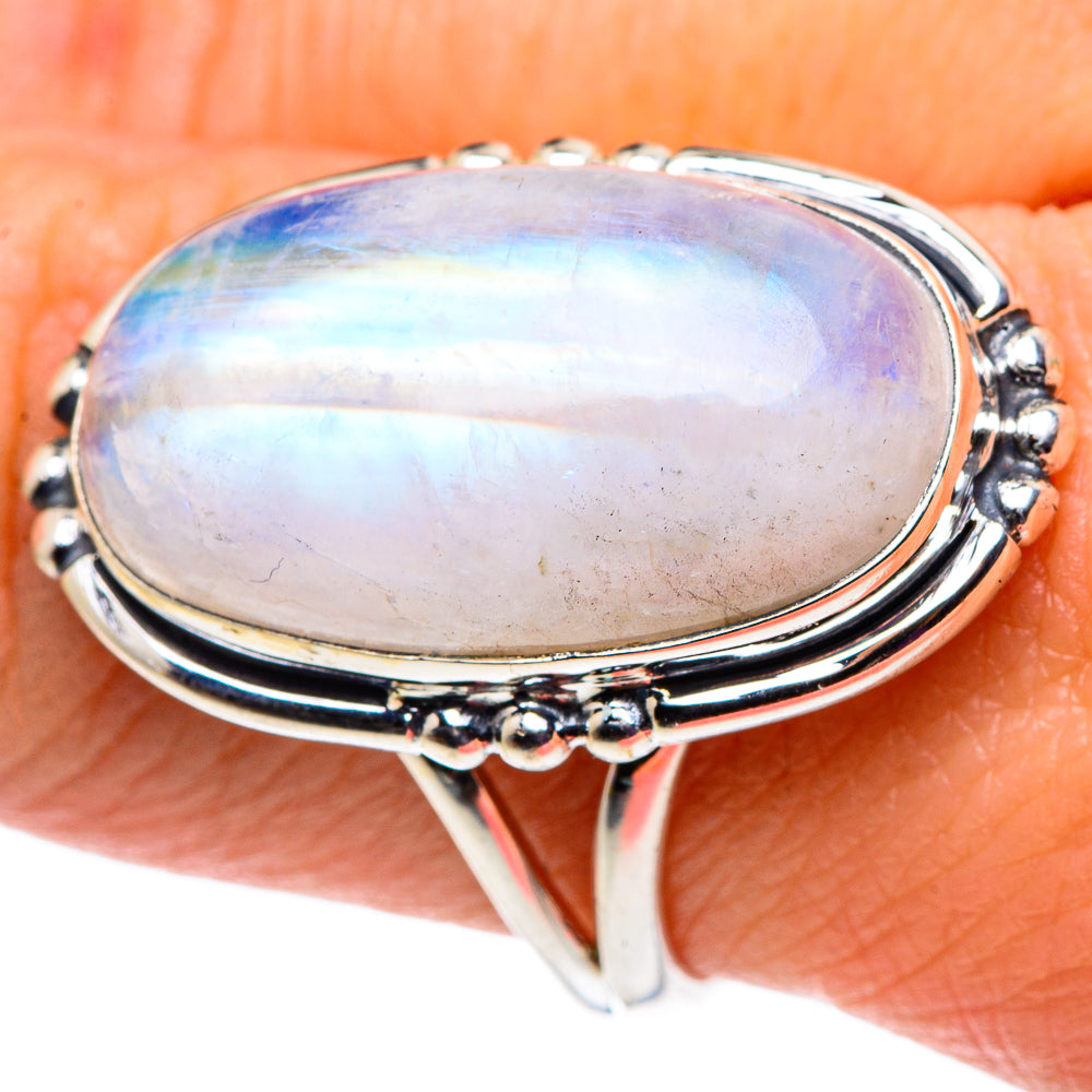 Rainbow Moonstone Rings handcrafted by Ana Silver Co - RING92652