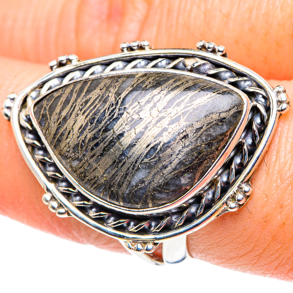 Pyrite Agate Rings handcrafted by Ana Silver Co - RING92654