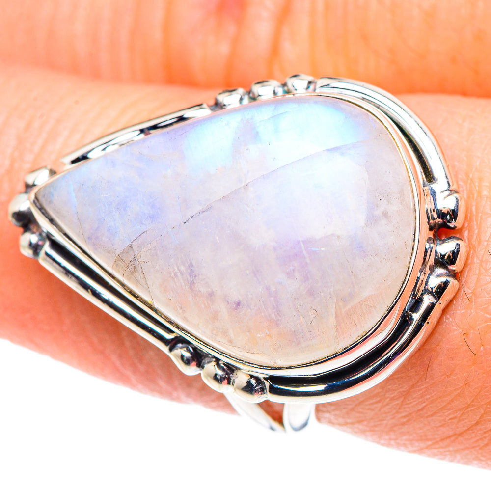 Rainbow Moonstone Rings handcrafted by Ana Silver Co - RING92690