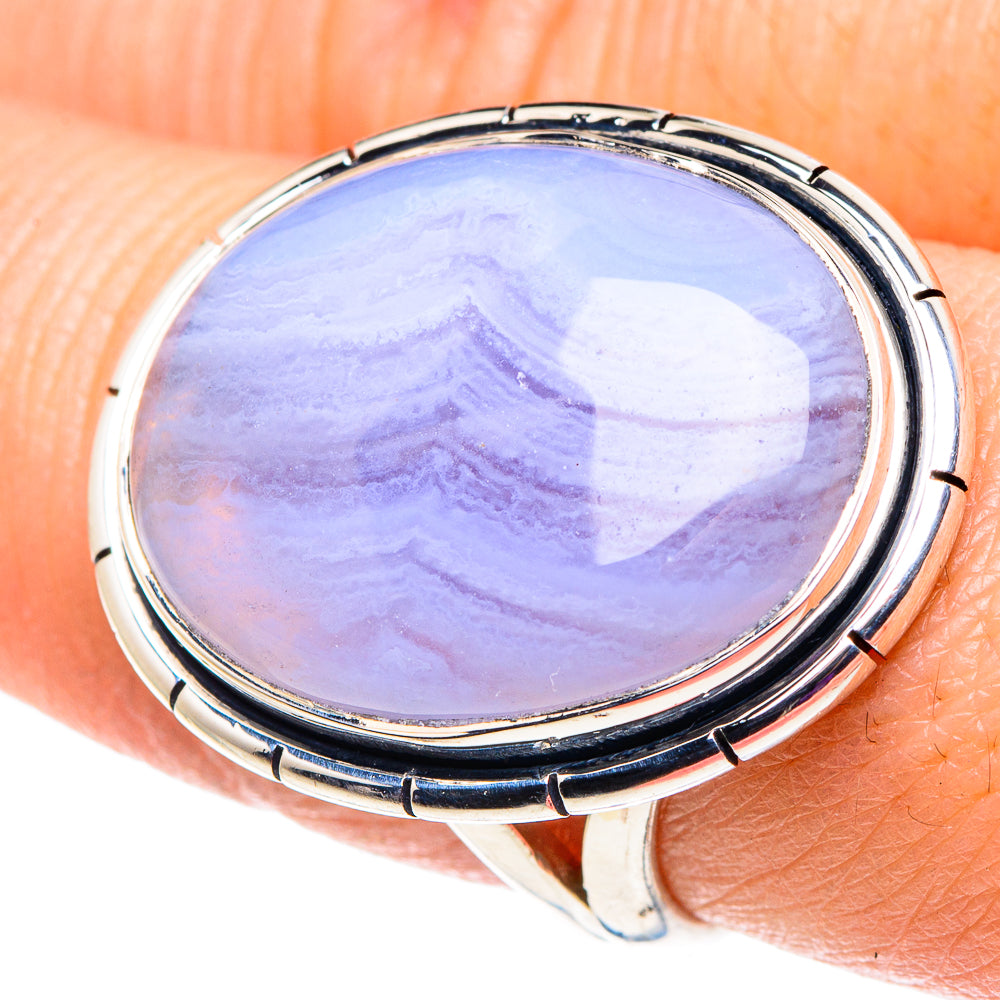 Blue Lace Agate Rings handcrafted by Ana Silver Co - RING92691
